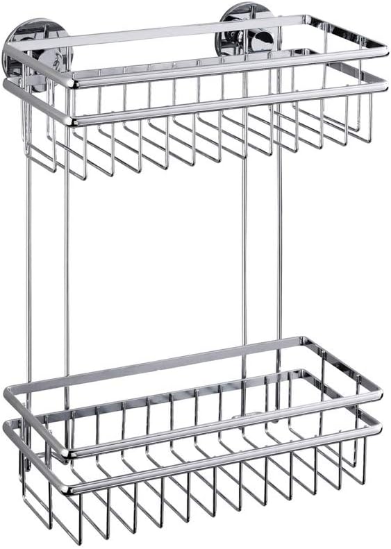 WENKO Express-Loc® Wandregal 2 Etagen Cali - Wandablage, Badablage, Befestigen ohne bohren, Edelstah