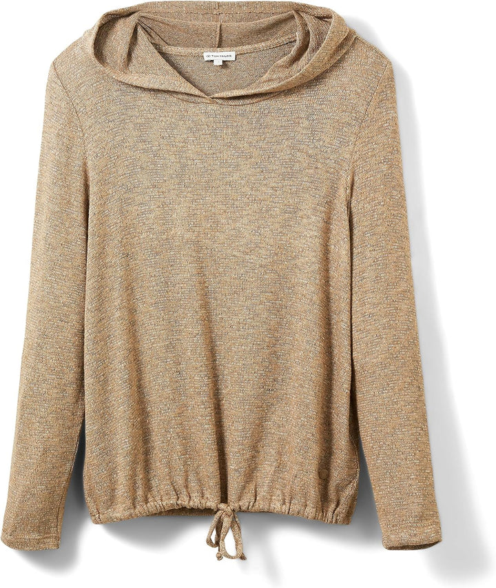 TOM TAILOR Damen Langarmshirt mit Kapuze S 30263 - Soft Light Camel Melange, S 30263 - Soft Light Ca