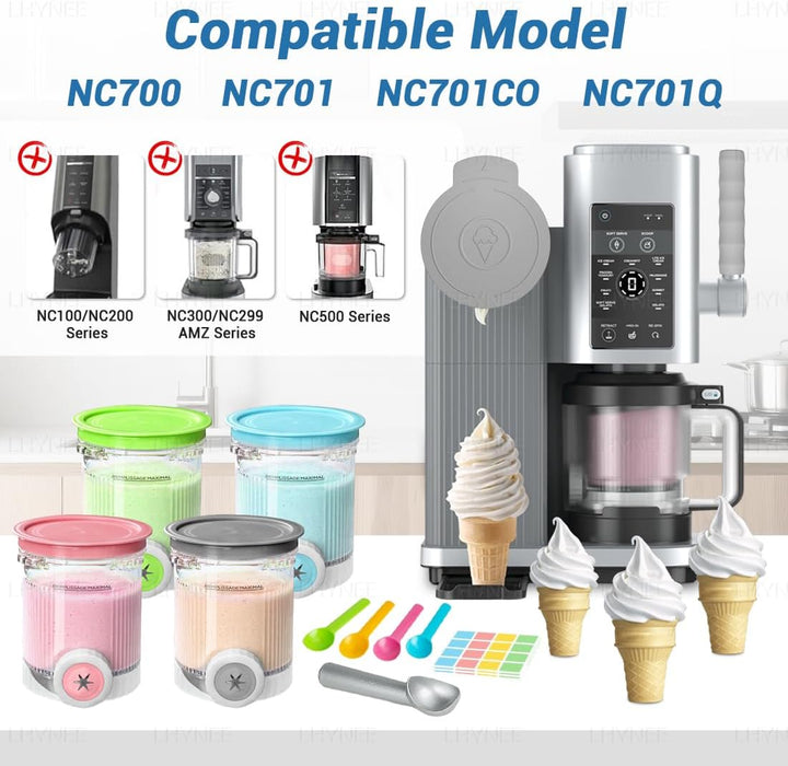 4 Behälter für Ninja CREAMi Scoop &amp; Swirl-Eismaschine (NC700, NC701EU)