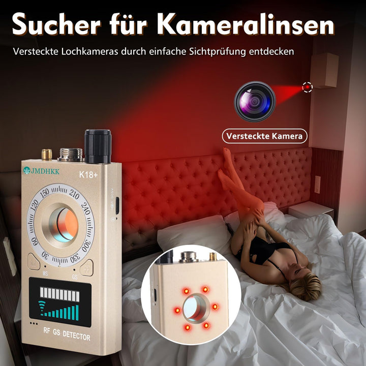 JMDHKK K18+ Versteckter Kamera-Detektor, Spionagekamera-Finder, Wanzendetektor, Magnetfeld-Detektor,