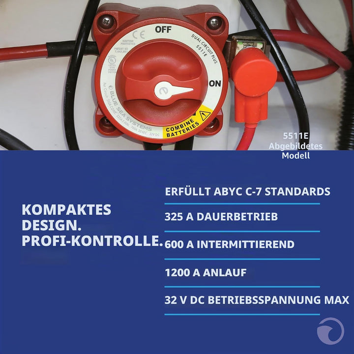 Blue Sea Systems 9001E e-Series Batterieschalter, Selector 4 Positionen, rot Selector 4 Pos., Select