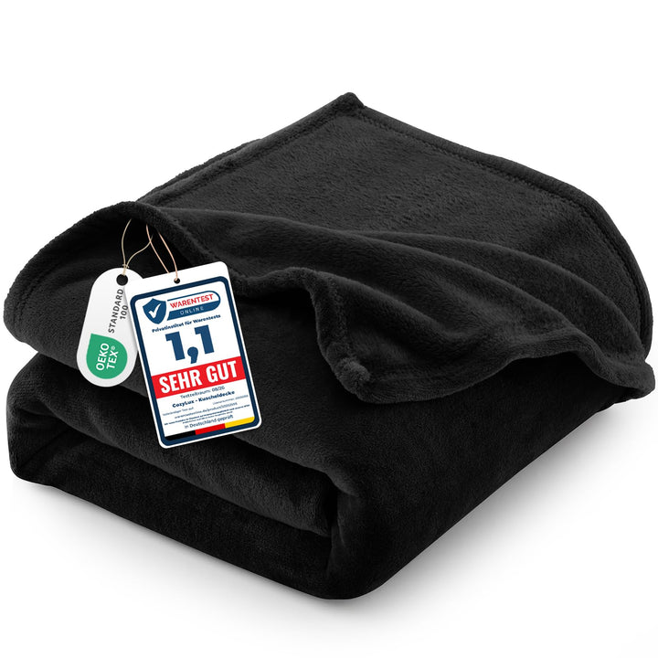 CozyLux Kuscheldecke Flauschig Decke 230x270 cm Schwarz, 230x270 cm Schwarz