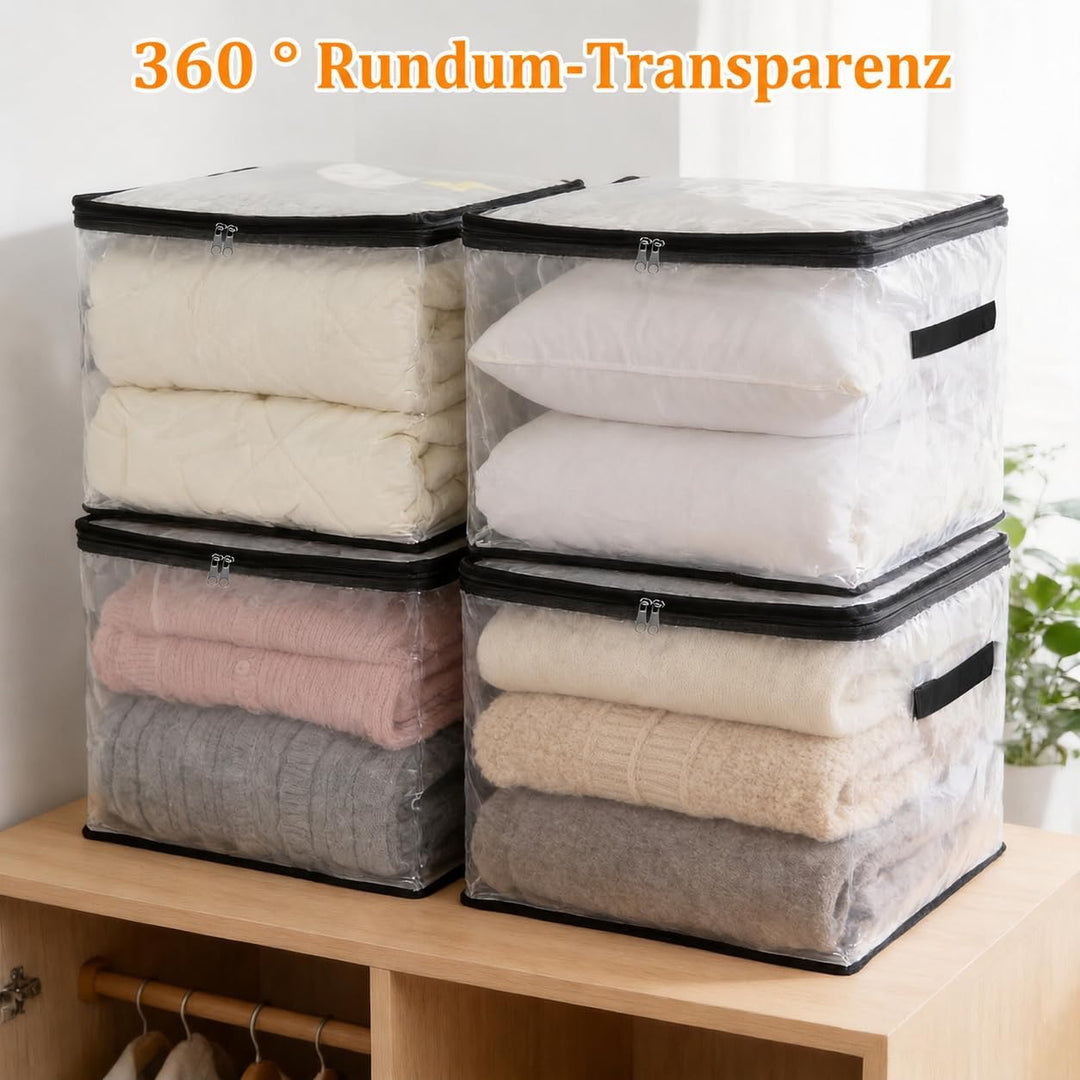 6 Stück 36L Transparente Umzugskartons mit Reissverschluss und Griffen