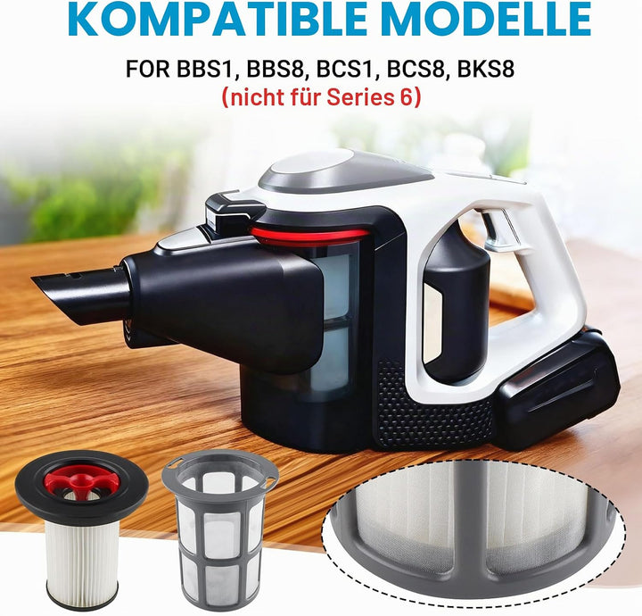 1 Set Ersatzfilter und Staubsauger Filter Fusselschutz kompatibel mit Bosch Unlimited Gen2 Serie 8 S