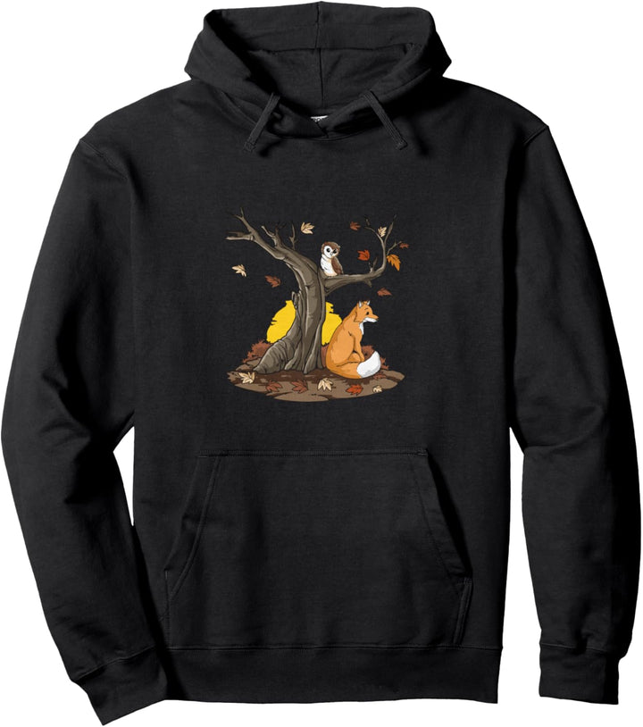 Herbst Baum Fuchs Eule Pullover Hoodie