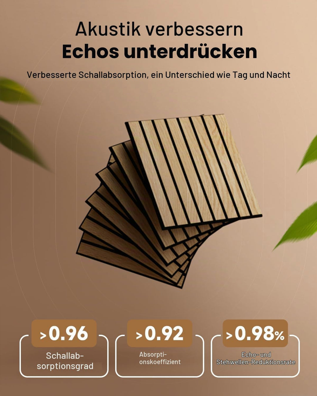 Soundsbay Akustikpaneele Selbstklebend 0.54 ㎡-6 Stück 30×30×0.9cm Oak 6 Pack Oak, 6 Pack Oak