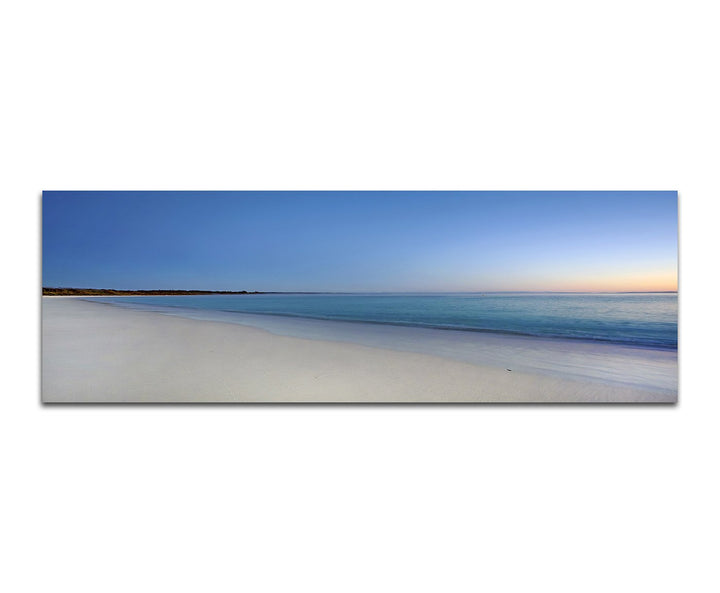 Paul Sinus Art Panoramabild auf Leinwand und Keilrahmen 150x50cm Sandstrand Meer Abenddämmerung