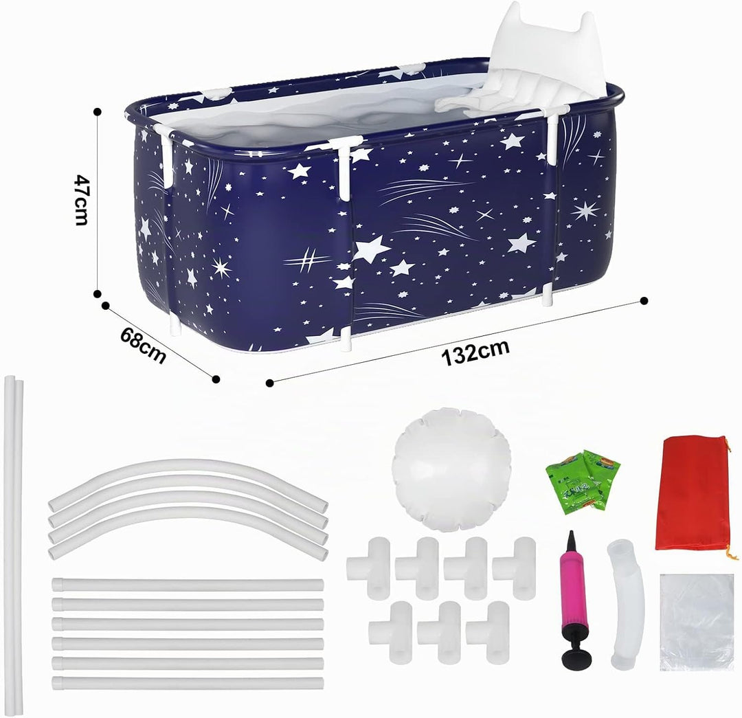 Faltbare Badewanne für Erwachsene, 132 x 68 x 47 cm, Dampfeimer für Sauna, Dusche und Eisbad, tragba