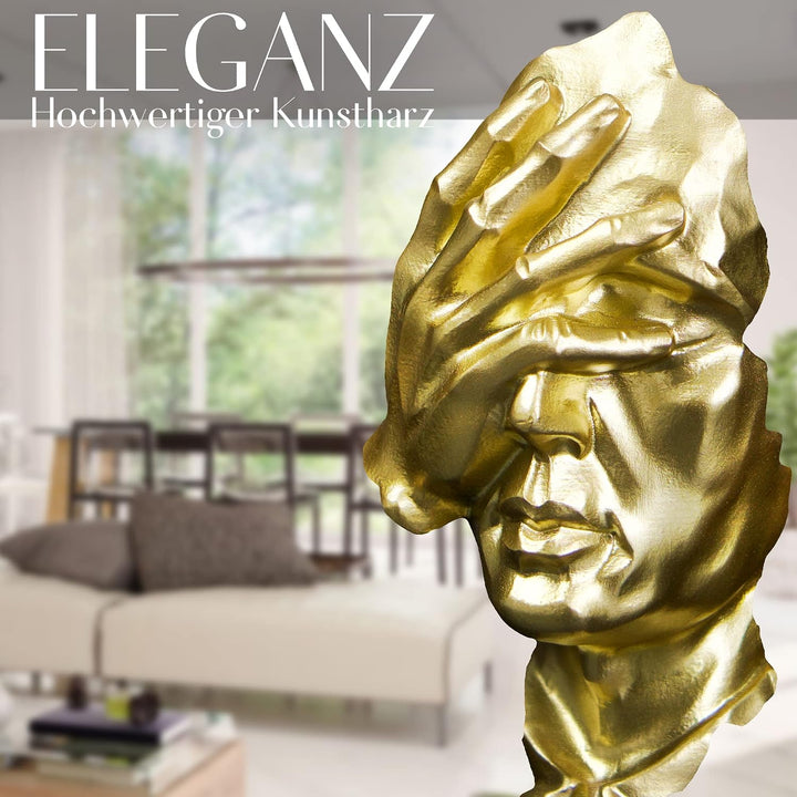 Denker Statue 3er Set – abstrakte Kunst Skulpturen in Gold Schwarz, Gold