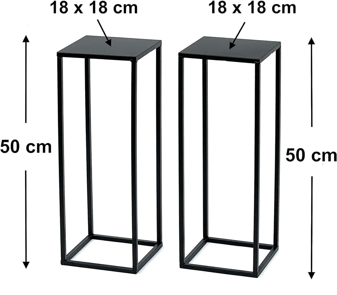DanDiBo 2x Blumenhocker Metall Schwarz 50 cm Blumenständer 96315 S Beistelltisch Blumensäule Modern