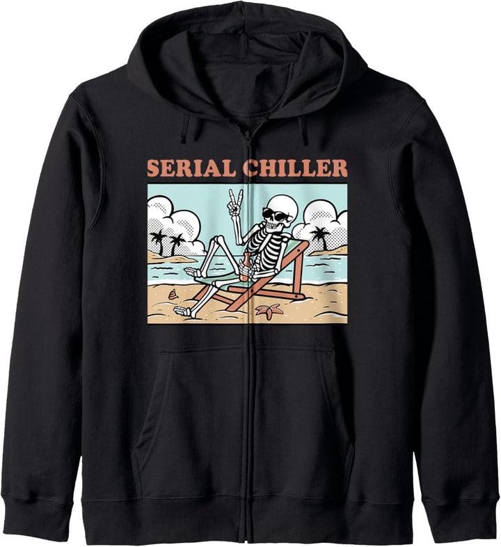 Funny Skeleton Relaxing Vacation Retirement Serial Chiller Kapuzenjacke