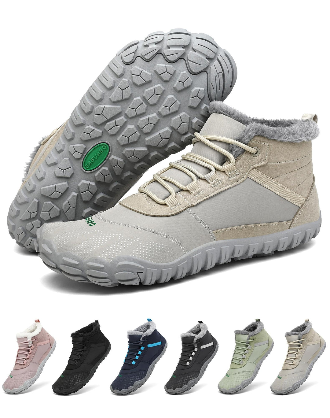 SAGUARO Barfussschuhe Gefüttert Herren Winterschuhe Damen Warm Winterstiefel 37 EU Weiss, 37 EU Weis