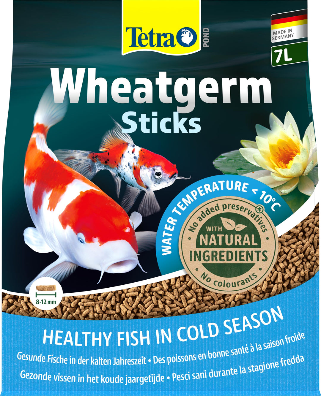Tetra Pond Wheatgerm Sticks - Ballaststoffreiches Fischfutter für alle Teichfische, besonders geeign