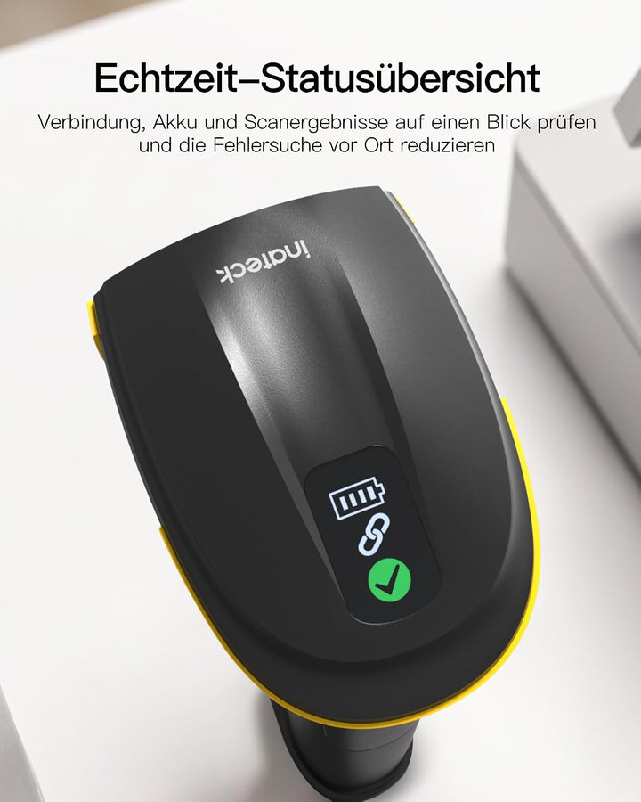 Inateck Barcode Scanner Kabellos 2D mit Display, 1D 2D QR Code Scanner