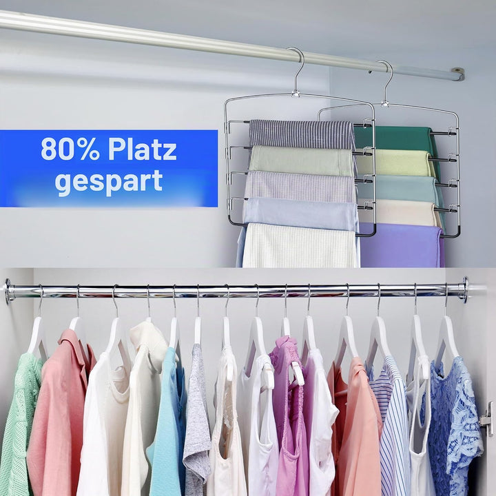 Hosenbügel Platzsparend 3er Set, 5 Ebenen &amp; 4 Drehbare Arme