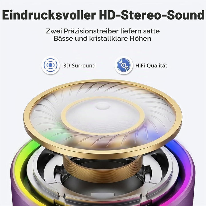 Mini Bluetooth Lautsprecher (83g), Musikbox Bluetooth 5.4 mit RGB Lichter, HD-Sound &amp; Starke Bass, T