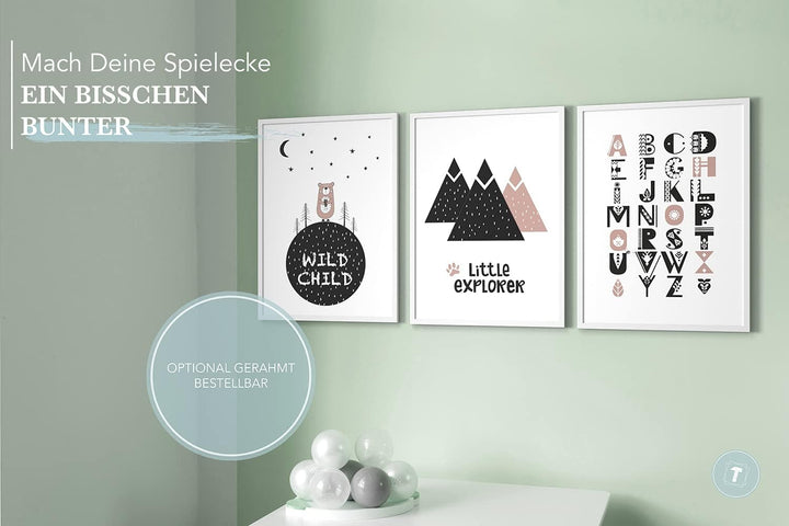 Papierschmiede® Kinderposter 3er Set, DIN A2 Wanddeko, Geschenk für Jungen &amp; Mädchen Kinderzimmer Ba