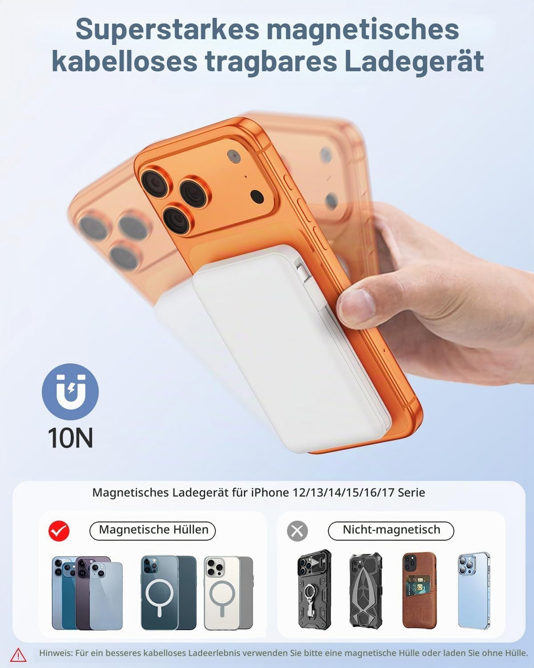Powerbank für MagSafe, 10000mAh Magnetische Powerbank iPhone, Weiss Weiss 10000.0 Milliamperestunden