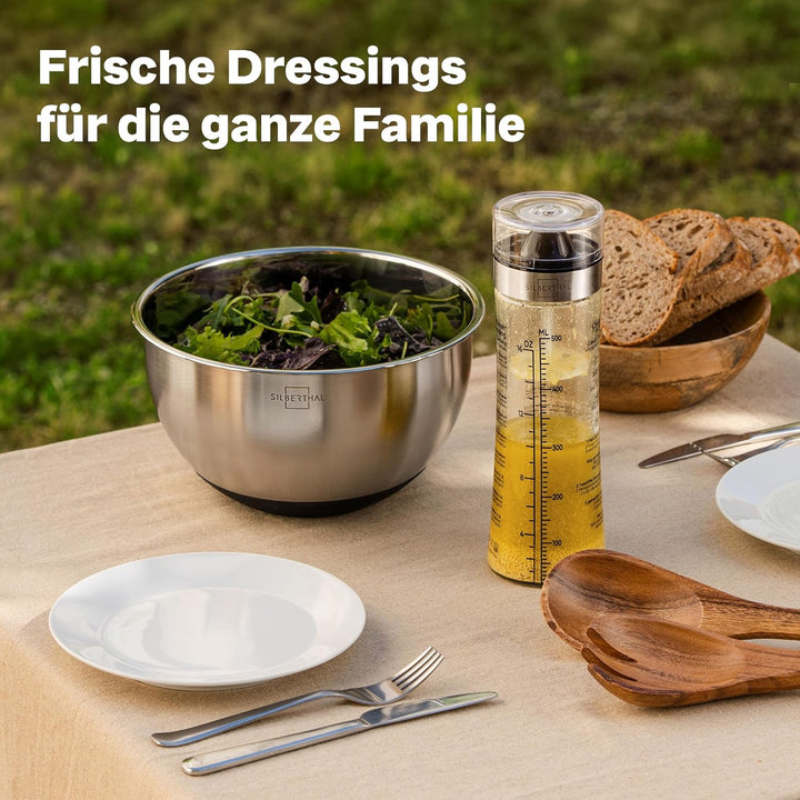SILBERTHAL Dressingshaker aus Glas mit Rezepten – 500 ml – Spülmaschinenfest - Neuer Deckel &amp; Neue R