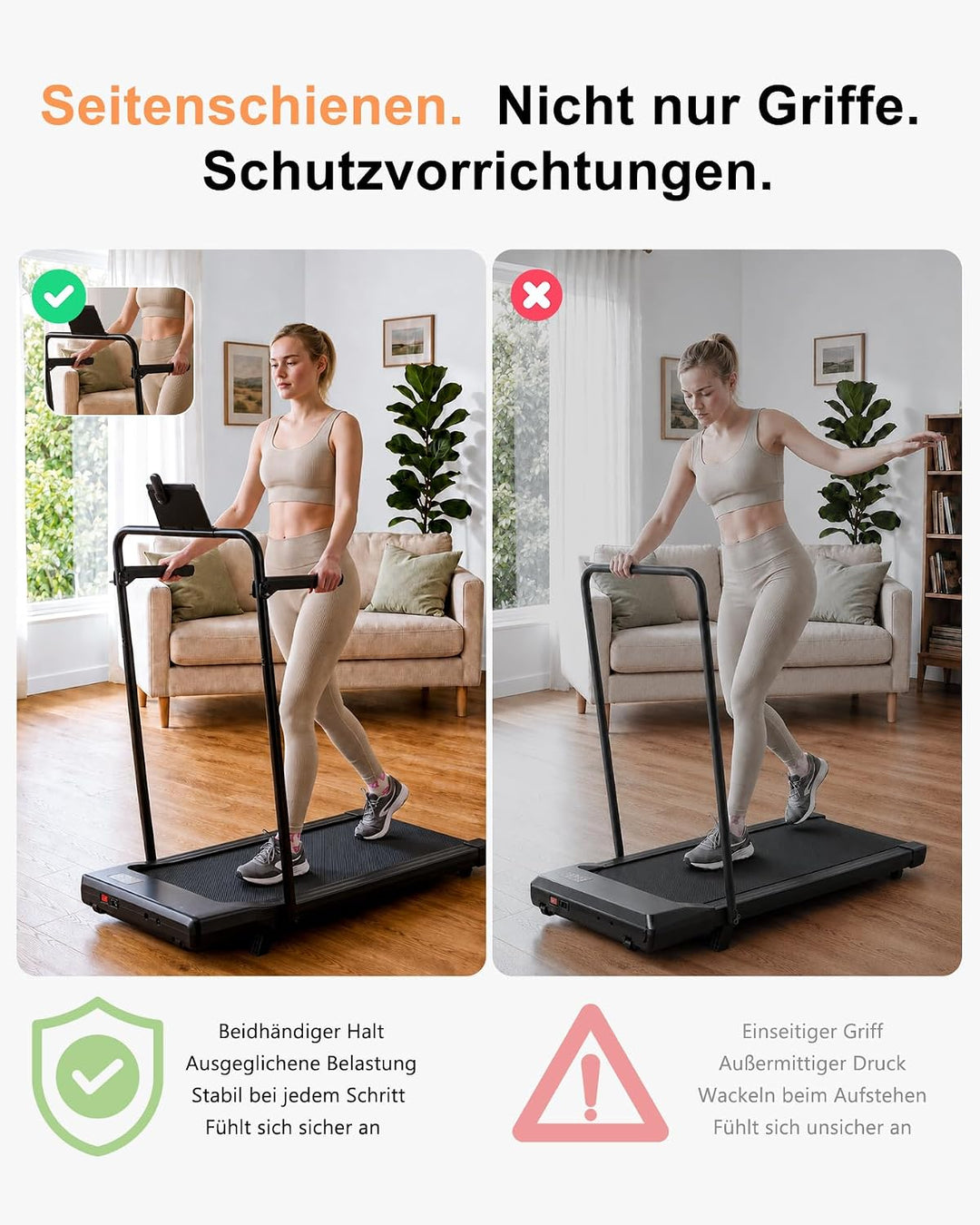 Superun Walking Pad mit Steigung 6%, Laufband mit App Erlebnis vor Ort Glänzend Schwarz 90cm, Glänze