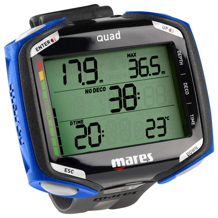 Mares 414134 Quad Dekompression Tauchcomputer für Unisex Erwachsene Schwarz/Blau Einheitsgrösse Sing