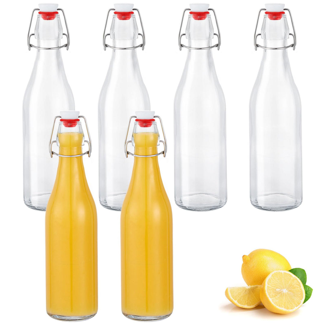 Zanfqvo Glasflaschen 500ml mit Bügelverschluss, 6 Stück Kleine Flaschen Zum Befüllen, Bügelflasche z