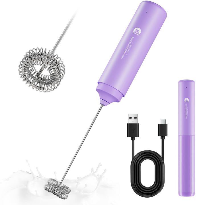 Wiederaufladbarer Milchaufschäumer, Handheld, 2-in-1 Doppelfeder-Schneebesen, elektrischer Aufschäum
