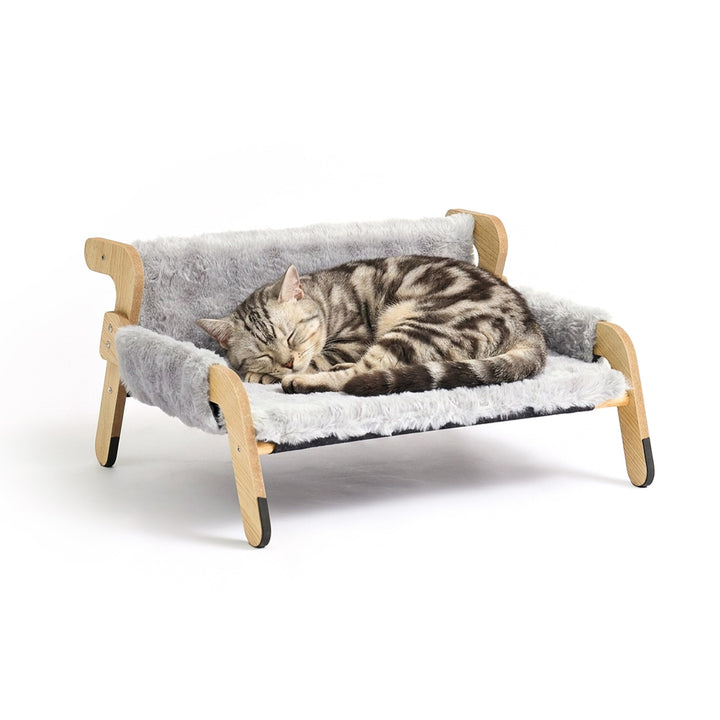 Relaxdays Katzenbett flauschig, erhöhter Katzenhängesessel, grau/Natur, grau