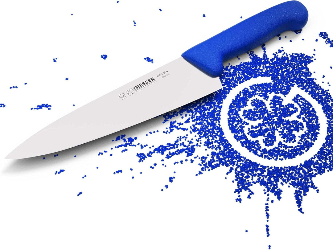 Giesser seit 1776 - Made in Germany - Kochmesser blau, Basic Blue, Klinge 20 cm, rutschfest, scharfe