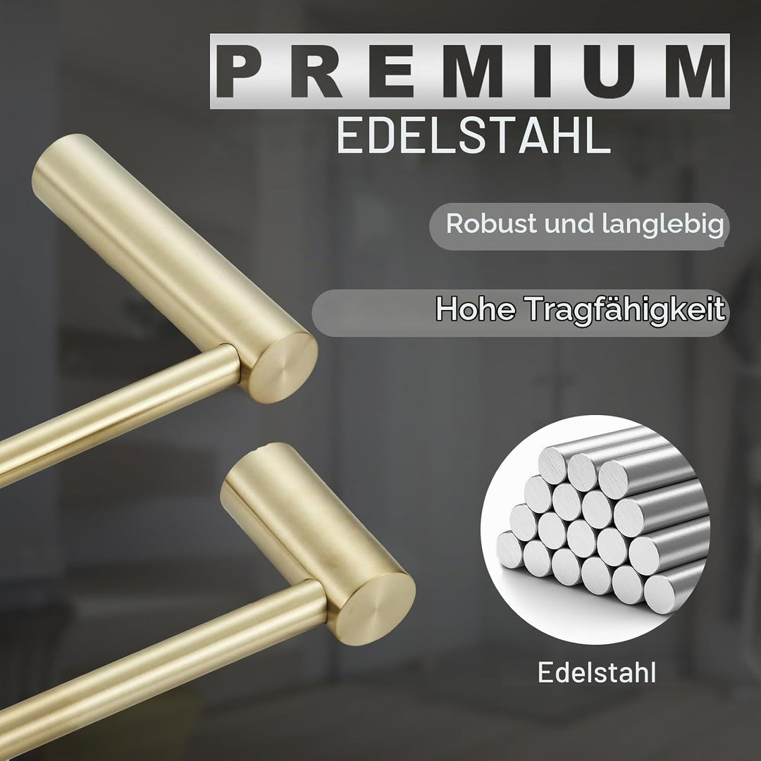 Leekayer 78cm Badezimmer Goldene Doppelschichthandtücherstange, Wandhandtücherhalter, Edelstahl, Sch