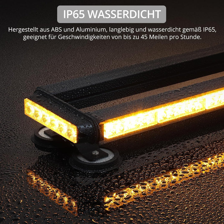 Justech 84 LED Auto Warnbalken Notblitzleuchte Magnetische Warnlicht Doppelschalter 12/24V 27 Blinkm