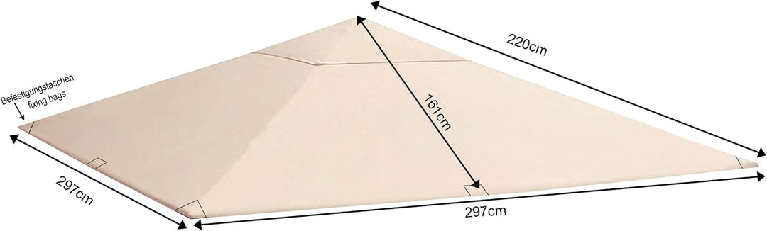 QUICK STAR Ersatzdach für Garten Pavillon 3x3m Beere Pavillondach Ersatzbezug
