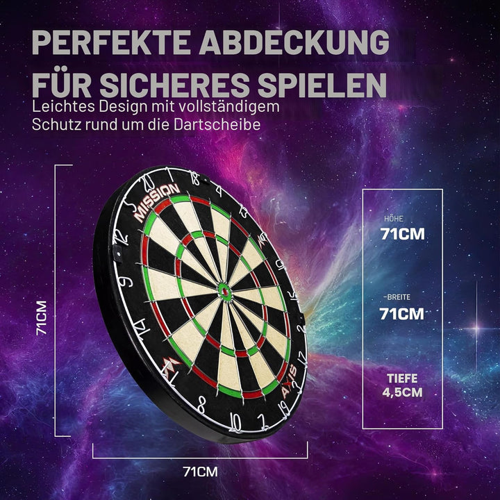Mission Darts SU082 Axis Home Center | Darts und Dartscheibe Komplettpaket inkl. Surround und Oche m