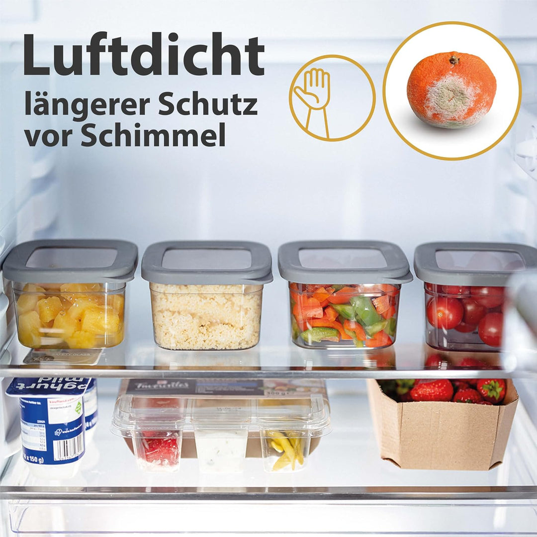 QOONA Luftdichte Vorratsdosen mit Deckel [1500ml - 6er-Set] Anthrazit - Stapelbar &amp; platzsparend für