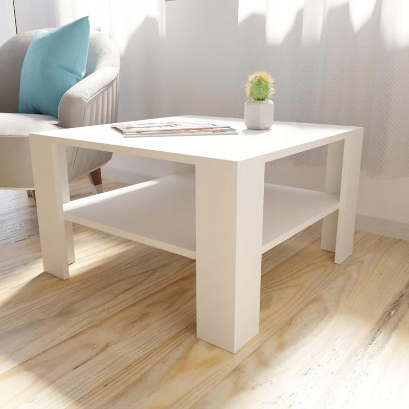MATKAM Elegante Couchtisch 68x68 cm NIEDRIG EX3, Minimalistisches Design, ideal für Wohn- und Arbeit