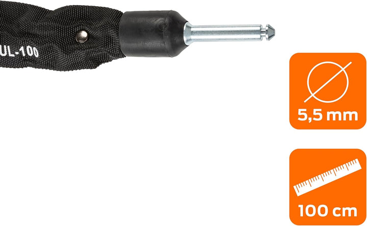 AXA ULC 100 Einsteckkette für Rahmenschlösser, Länge 100 cm, 5,5 mm gehärtete Stahlkettenglieder Gen