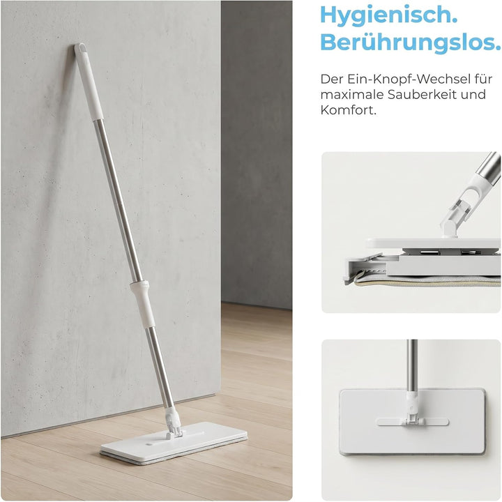 Wischmopp mit Druck-Klemm-System, Zero Touch EIN-Knopf-Wechsel Bodenwischer