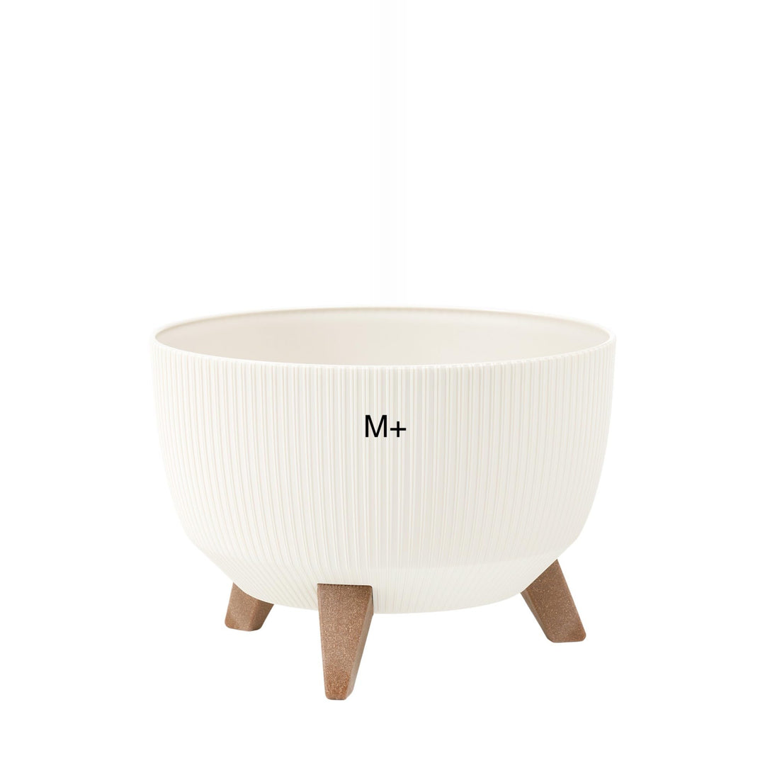 MELTOM Blumentopf Schale mit Füssen Einsatz Kräutertopf Übertopf Pflanzschale Eco Recycled (Creme, M