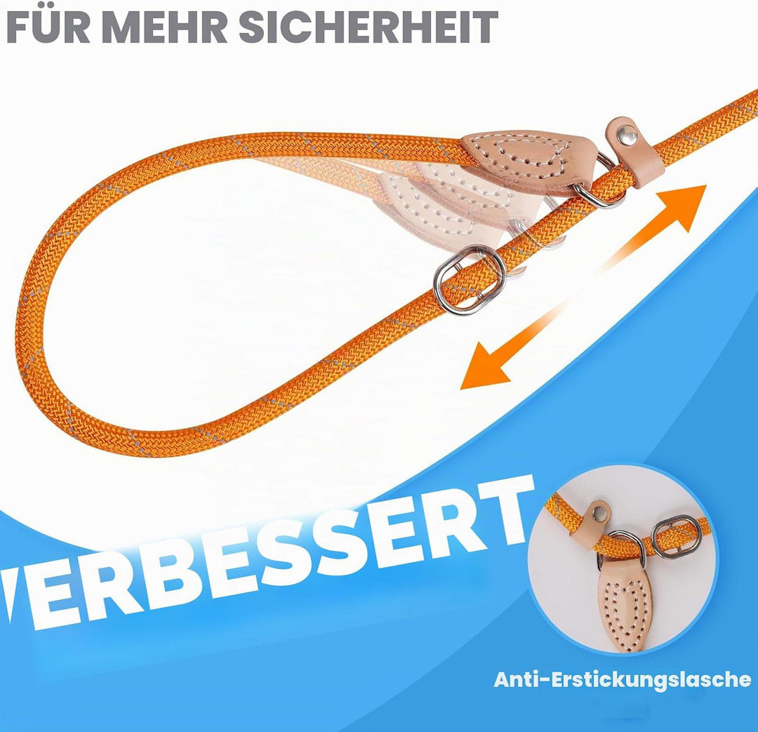 Grand Line Retrieverleine mit Zugstopp, 150 cm Moxonleine Reflektierende Hundeleine, Sicher Dauerhaf