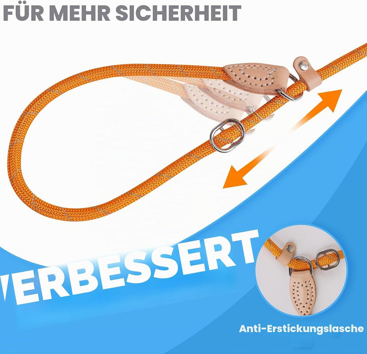 Grand Line Retrieverleine mit Zugstopp, 150 cm Moxonleine Reflektierende Hundeleine, Sicher Dauerhaf