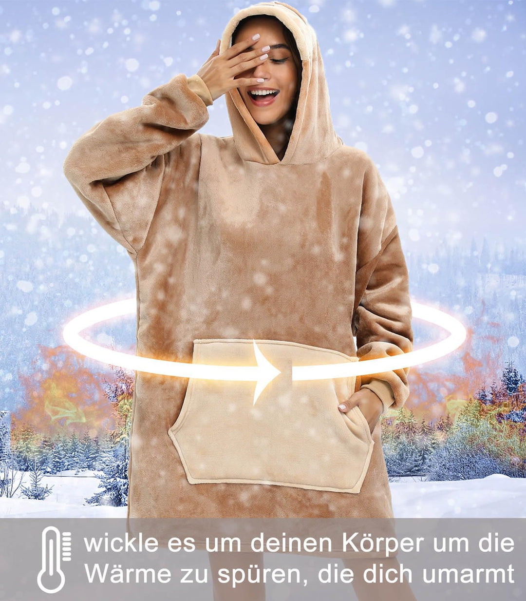 LATH.PIN Panda Übergrosse Decken-Hoodie Flanell mit Kapuze Pulloverdecke Sweatshirt Unisex Kapuzenpu