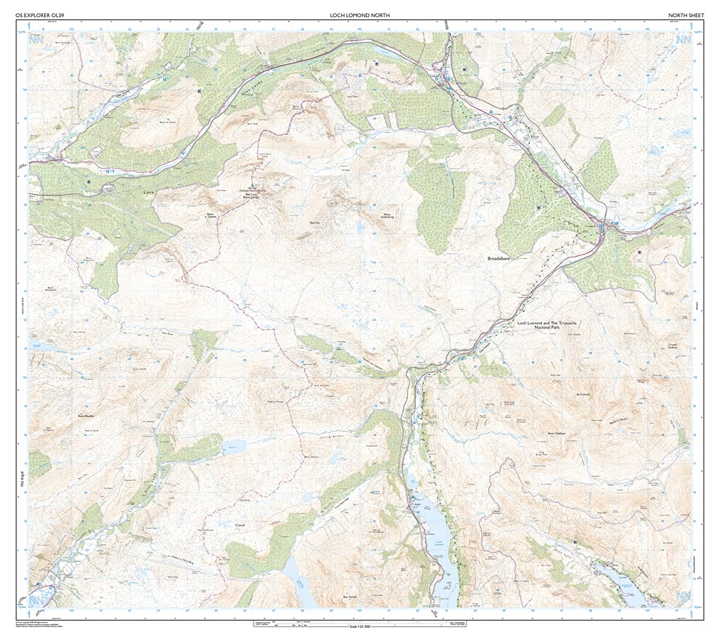 Loch Lomond North, Tyndrum, Crianlarich &amp; Arrochar (OS Explorer Map Active), Karte