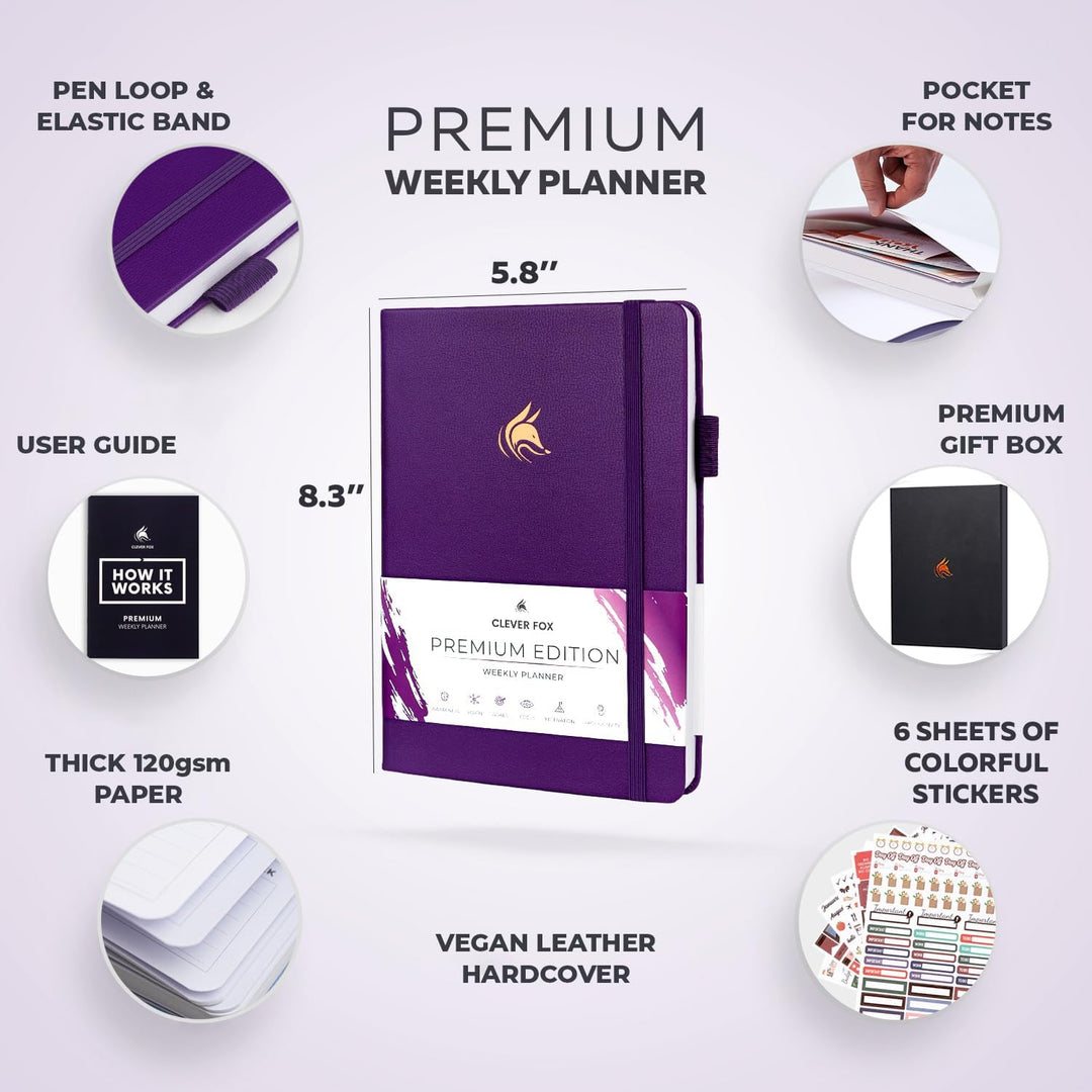 Clever Fox Planer Premium Edition - Luxuriöser Wochen &amp; Monatsplaner zur Produktivitätssteigerung un