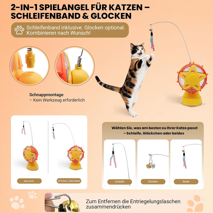 Riesenrad Katzenspielzeug interaktiv mit Saugnapf &amp; Angel, Gelb
