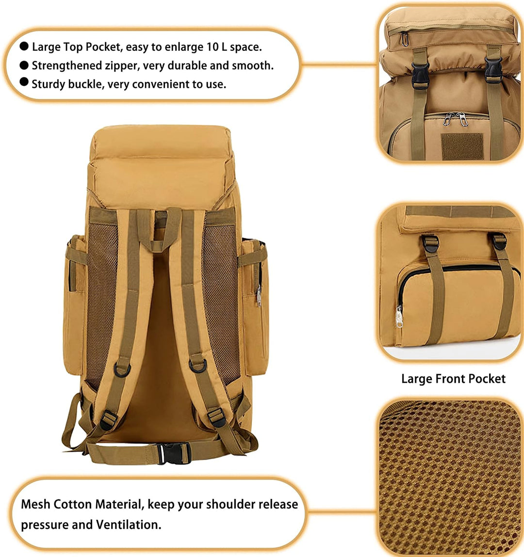80 l Wanderrucksack, Camping-Rucksack, Jagd-Rucksack für Outdoor, wasserabweisend, taktischer Rucksa