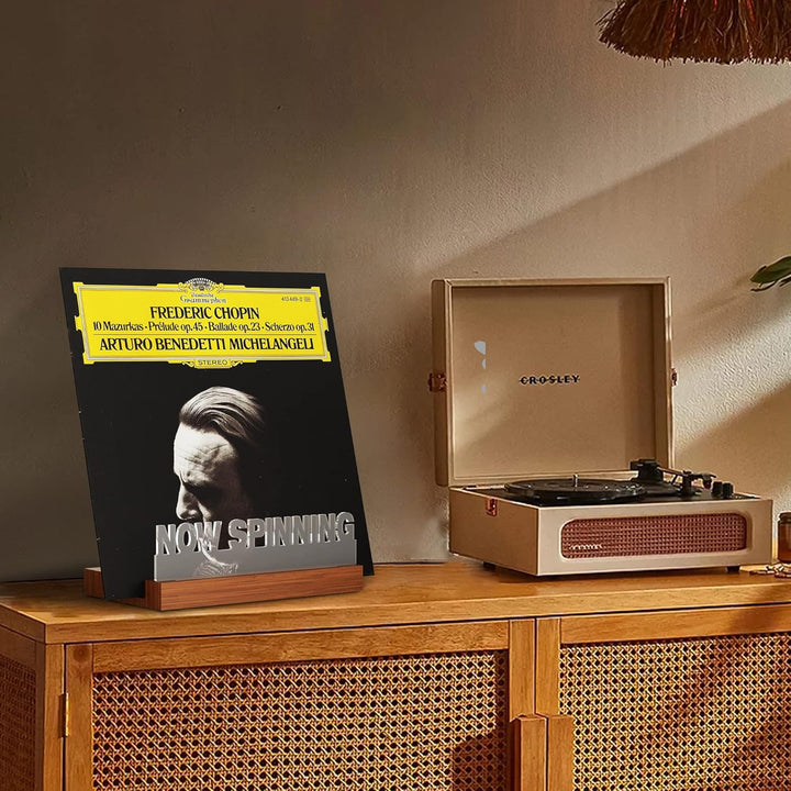 Ammonite Beleuchten Now Spinning Vinyl-Schallplattenständer, Now Playing Plattenständer, hölzerne Ac