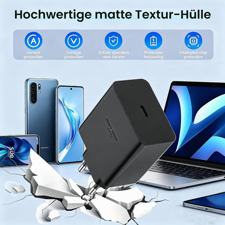 Schnellladegerät 60W Weiss mit 2m Kabel Kompatibel mit Samsung Galaxy Ultra Schwarz 1 Stück mit 2m K
