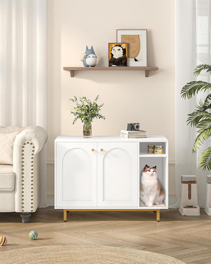 Hzuaneri Katzenschrank, Katzentoilette, Katzenklo Schrank, Katzenhaus mit Tür und separater Trennwan