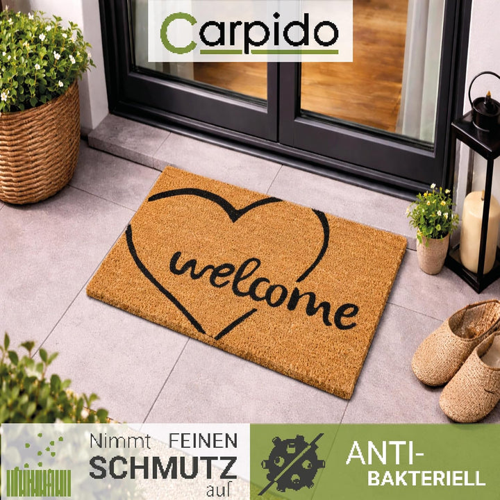 Eingangsmatte Kokos Türmatte Innen - Welcome Herz 2er Set 40 x 60 cm 40 x 60 cm - 2er Set Welcome He