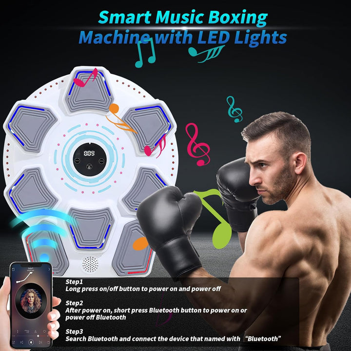 Music Boxing Machine für Erwachsene, Wandmontierte LED Licht Bluetooth Musikboxing Maschine Weiss-8